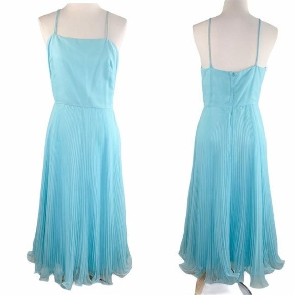 Miss Elliette California 60s Chiffon Dress and Cape VNTG Style 1948B Sky Blue 10 - Picture 3 of 13